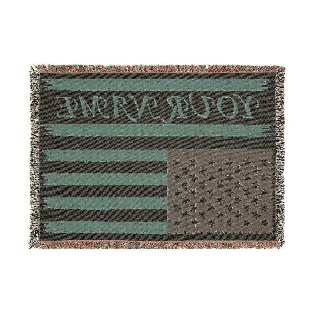 Personalized American Flag Woven Blanket – Custom Name Patriotic Throw