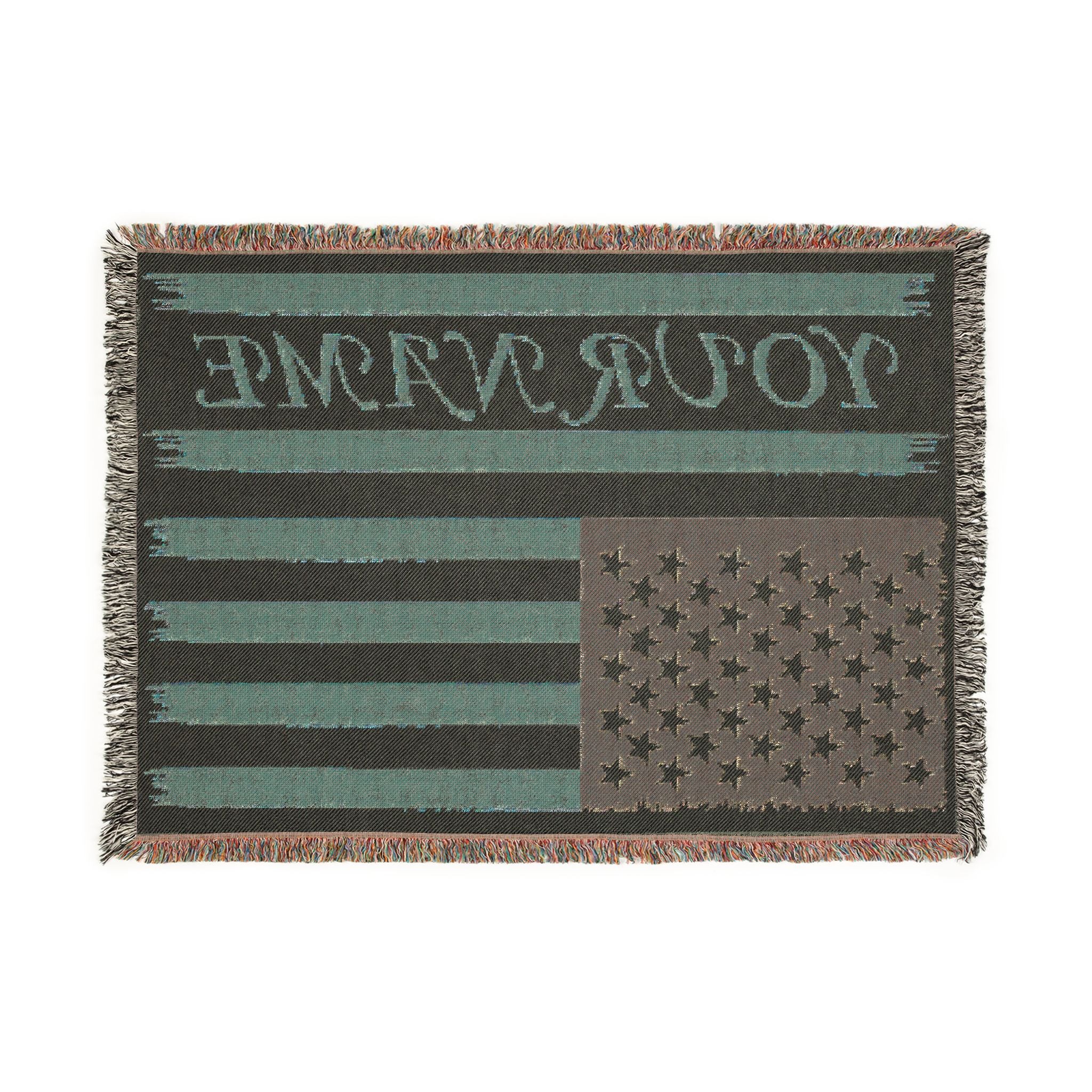 Personalized American Flag Woven Blanket – Custom Name Patriotic Throw