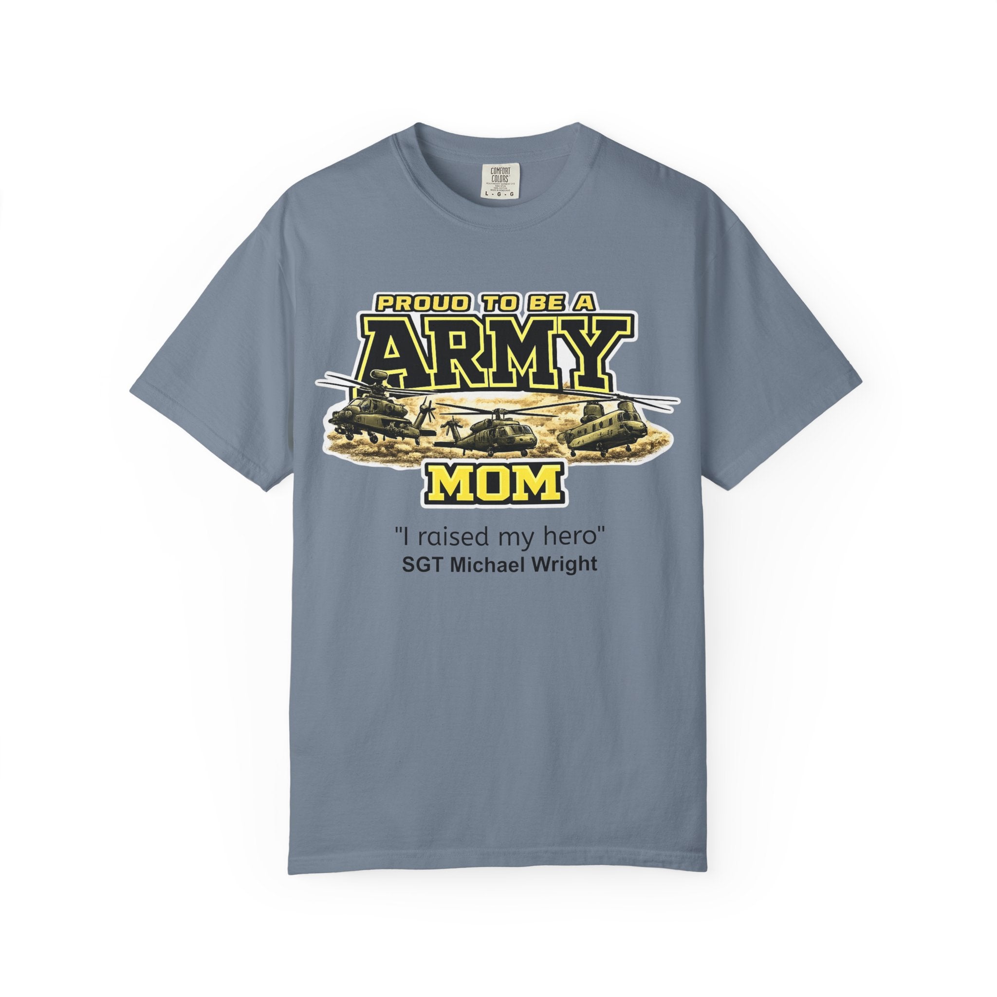 Army Mom Shirt with Helicopters – Personalized Proud Army Mom Comfort Colors Tee