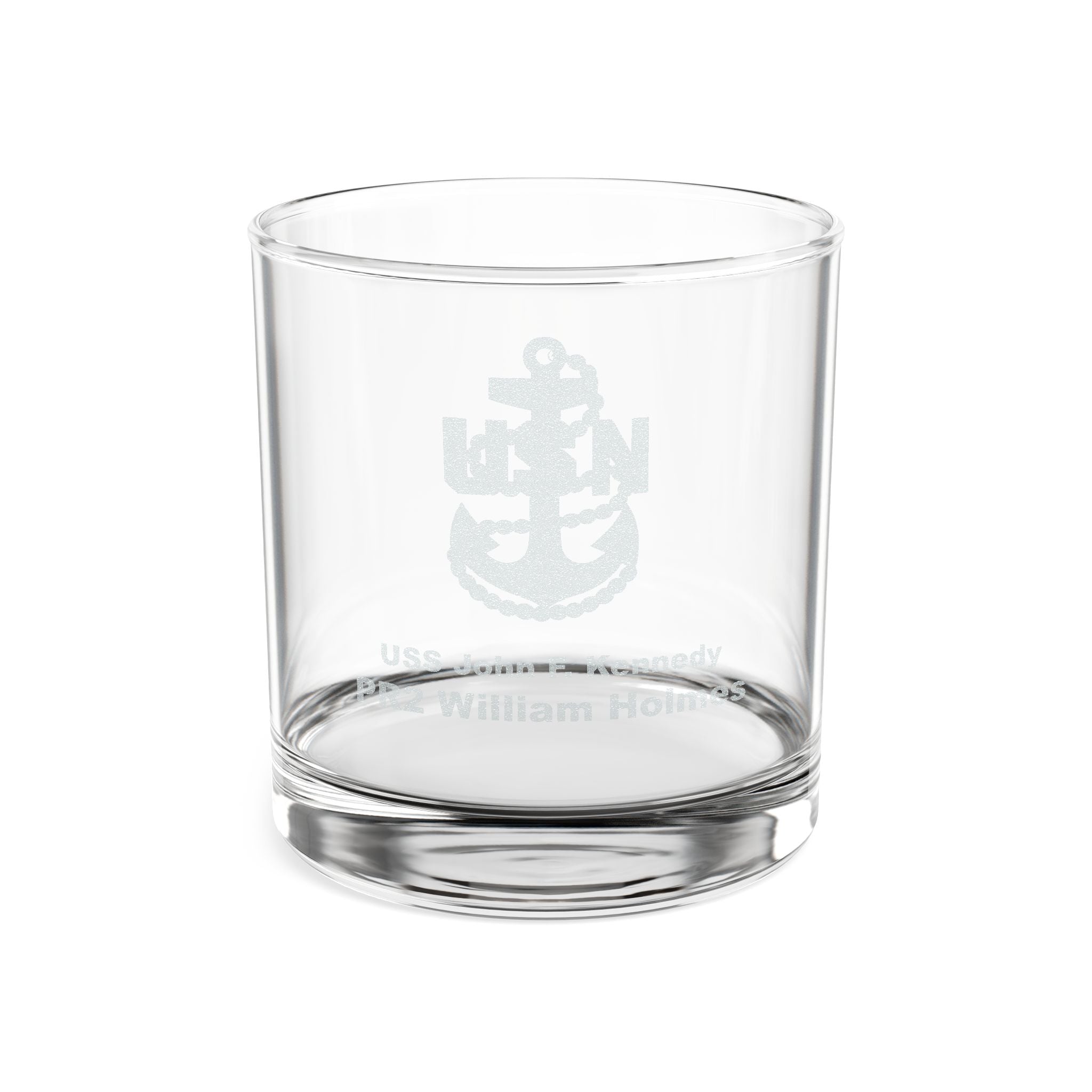 Custom Engraved U.S. Navy Rocks Glass – Personalized 10.5oz Whiskey Glass Gift for Sailors & Veterans