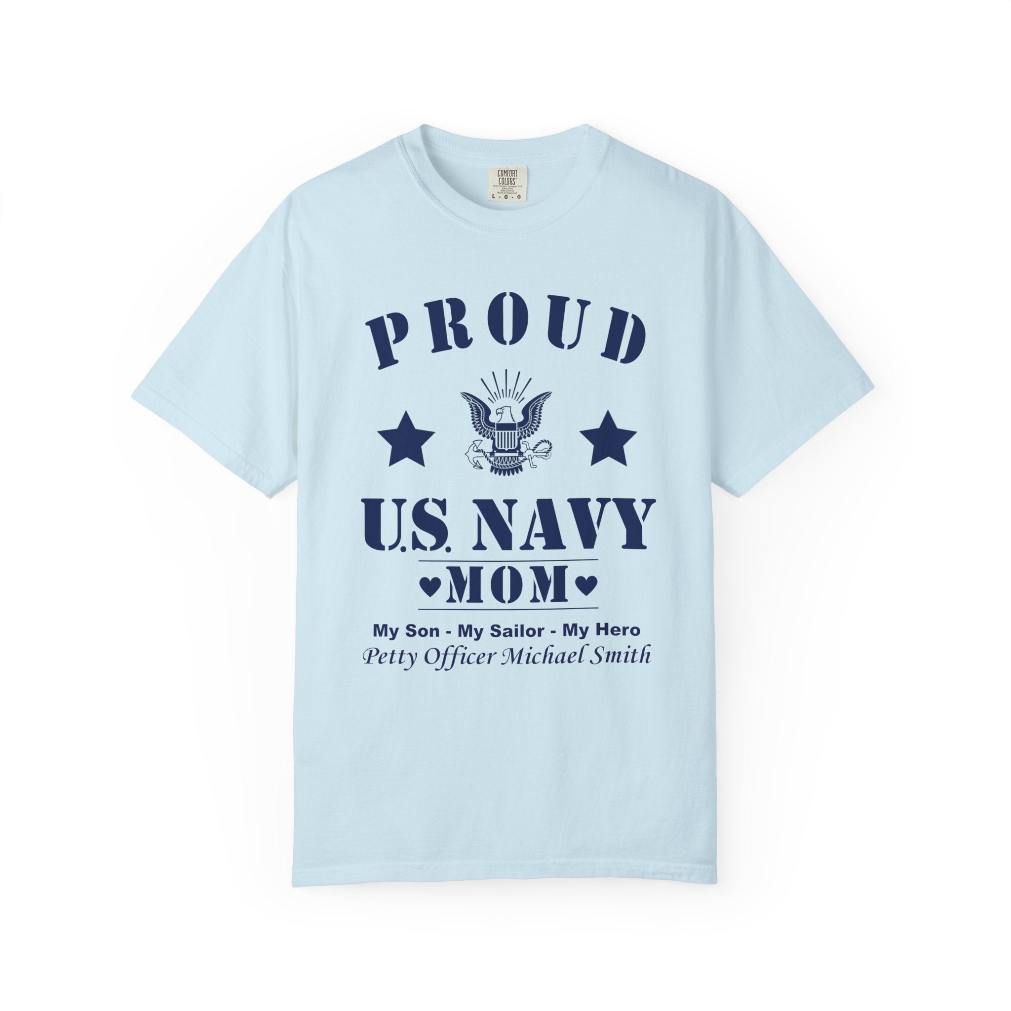 Custom Proud Navy Mom Comfort Colors T-Shirt – Personalized U.S. Navy Mom Shirt with Name, Rank & Ship
