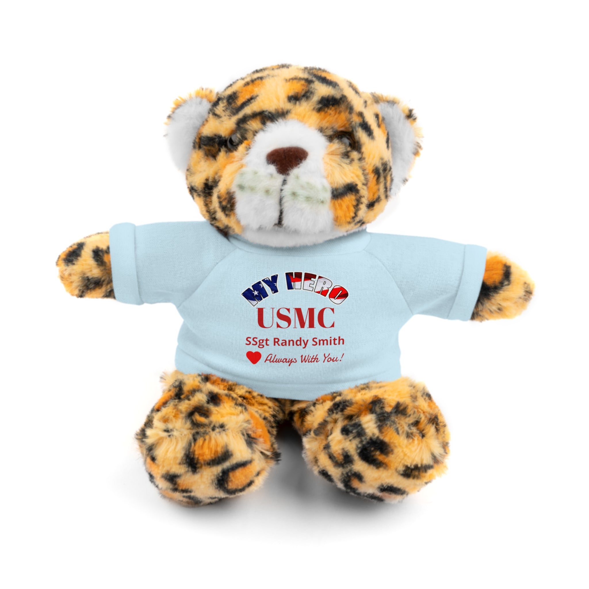Custom USMC Stuffed Animal with Personalized T-Shirt – 6 Plush Animals, 5 Shirt Colors
