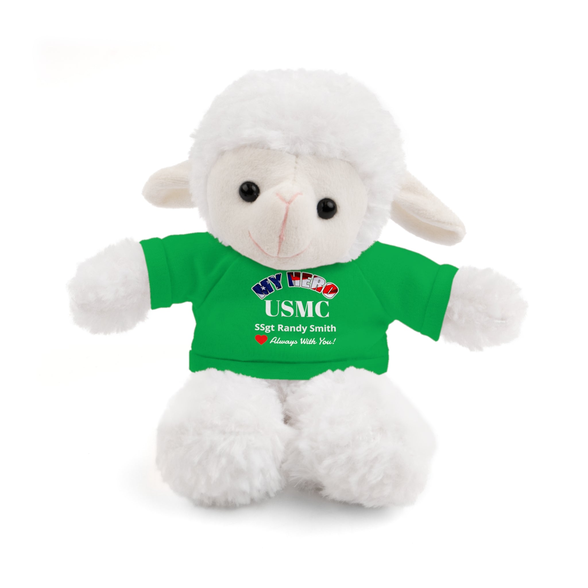 Custom USMC Stuffed Animal with Personalized T-Shirt – 6 Plush Animals, 5 Shirt Colors