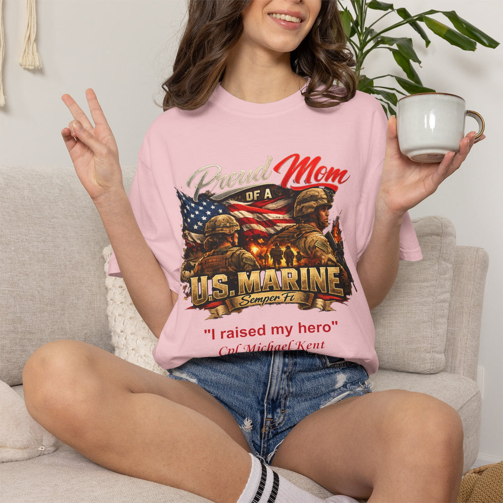 Custom Marine Mom Graphic Shirt – Personalized U.S. Marine Corps Tee | Proud Military Mom Gift | Comfort Colors 1717