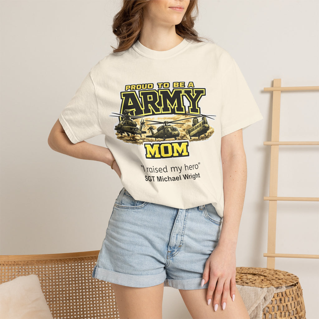 Army Mom Shirt with Helicopters – Personalized Proud Army Mom Comfort Colors Tee