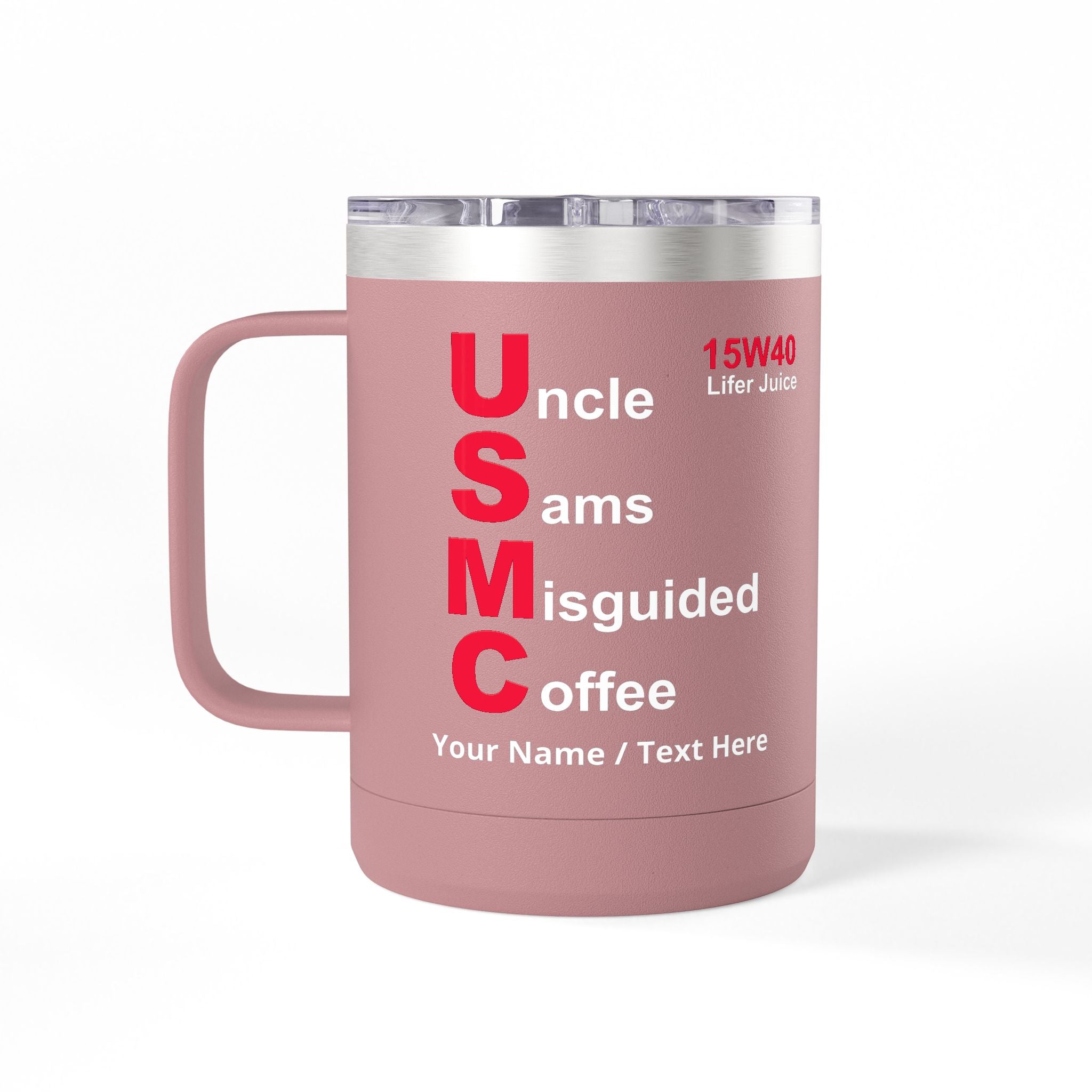 Custom USMC 15W40 Coffee Mug – Personalized “Uncle Sam’s Misguided Coffee” Marine Corps 15oz Travel Tumbler