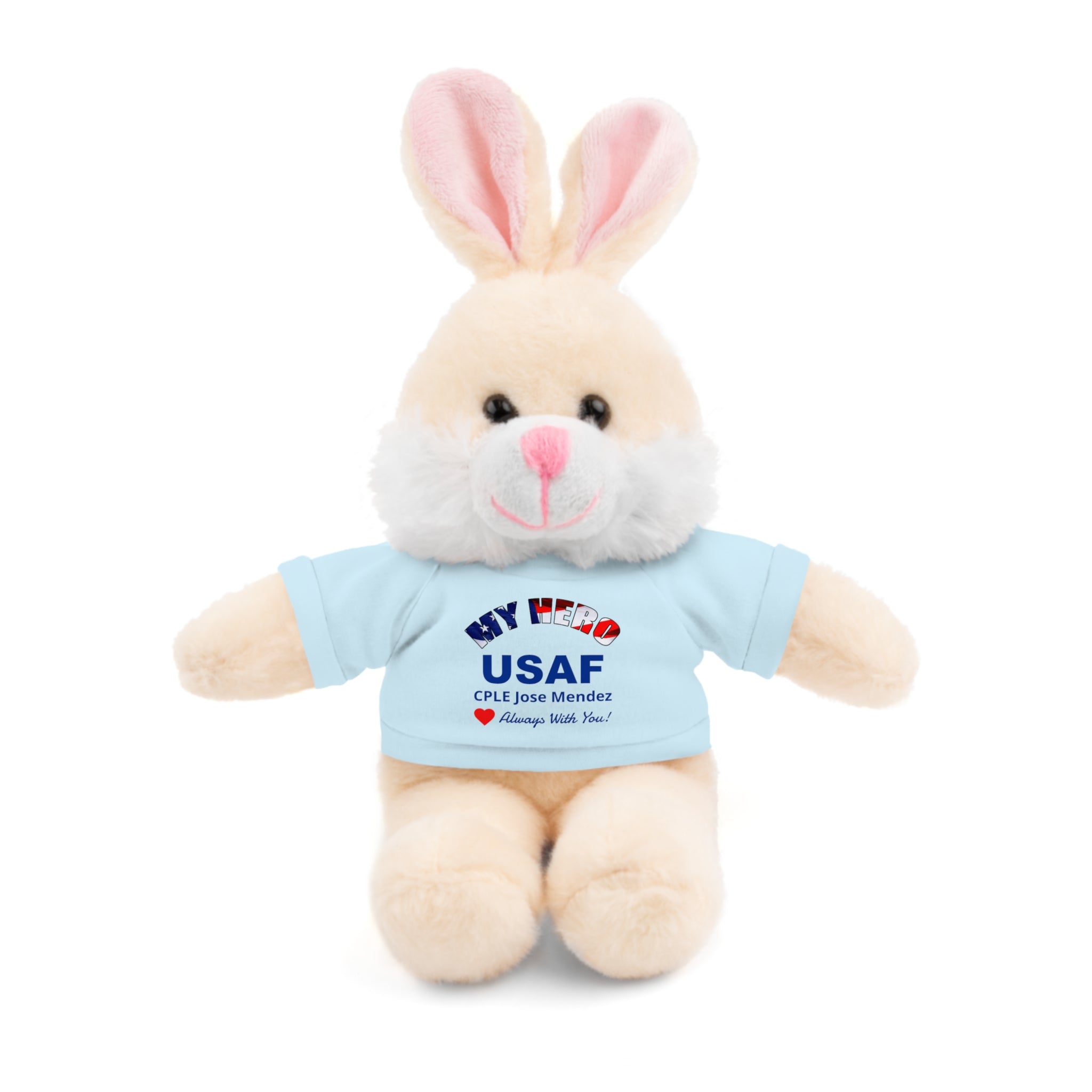 Custom U.S. Air Force Stuffed Animal with Personalized T-Shirt – 6 Plush Options, 5 Shirt Colors