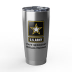 Custom U.S. Army 20oz Tumbler – Personalized Military Travel Mug with Rank, Name or Message