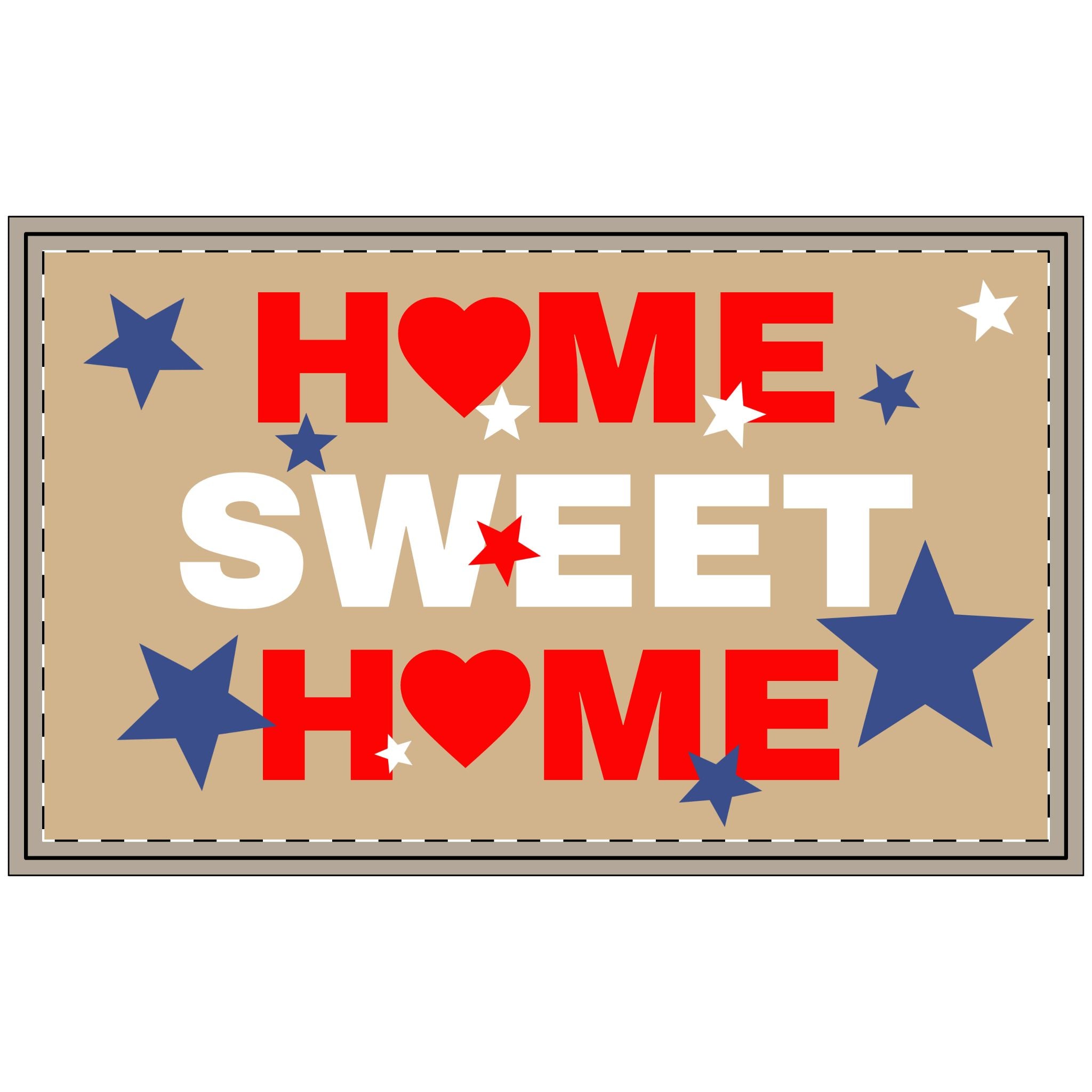 Home Sweet Home Patriotic Welcome Mat – Red White Blue Doormat – 18" x 30" Indoor Outdoor