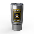 Custom U.S. Army Retired 20oz Tumbler – Personalized Military Retirement Travel Mug with Rank, Name or Message