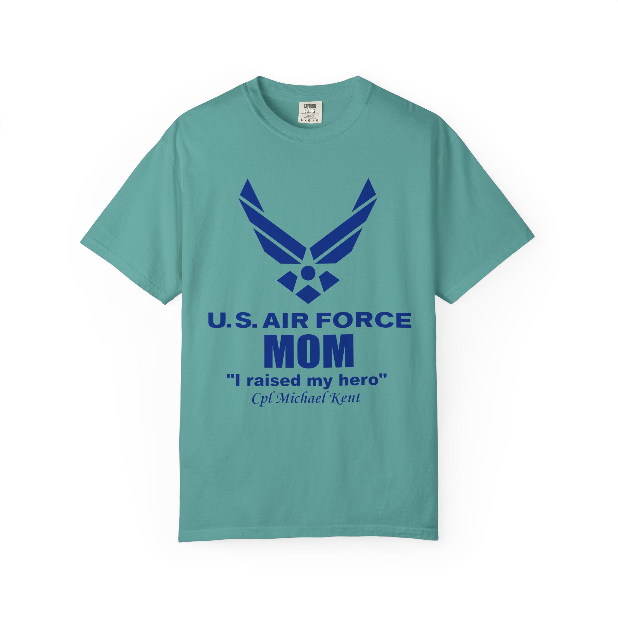Custom Air Force Mom T-Shirt – Personalized Military Shirt with Rank, Name, Aircraft | Comfort Colors 1717