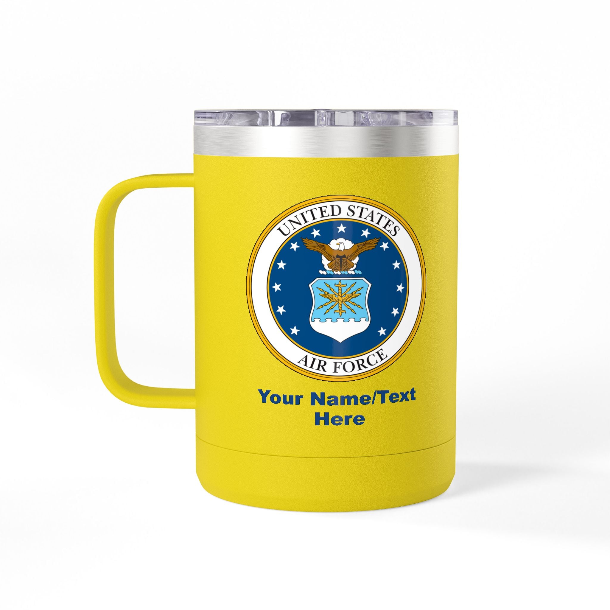 Custom U.S. Air Force 15oz Insulated Travel Mug – Personalized Military Coffee Tumbler with Name & Rank