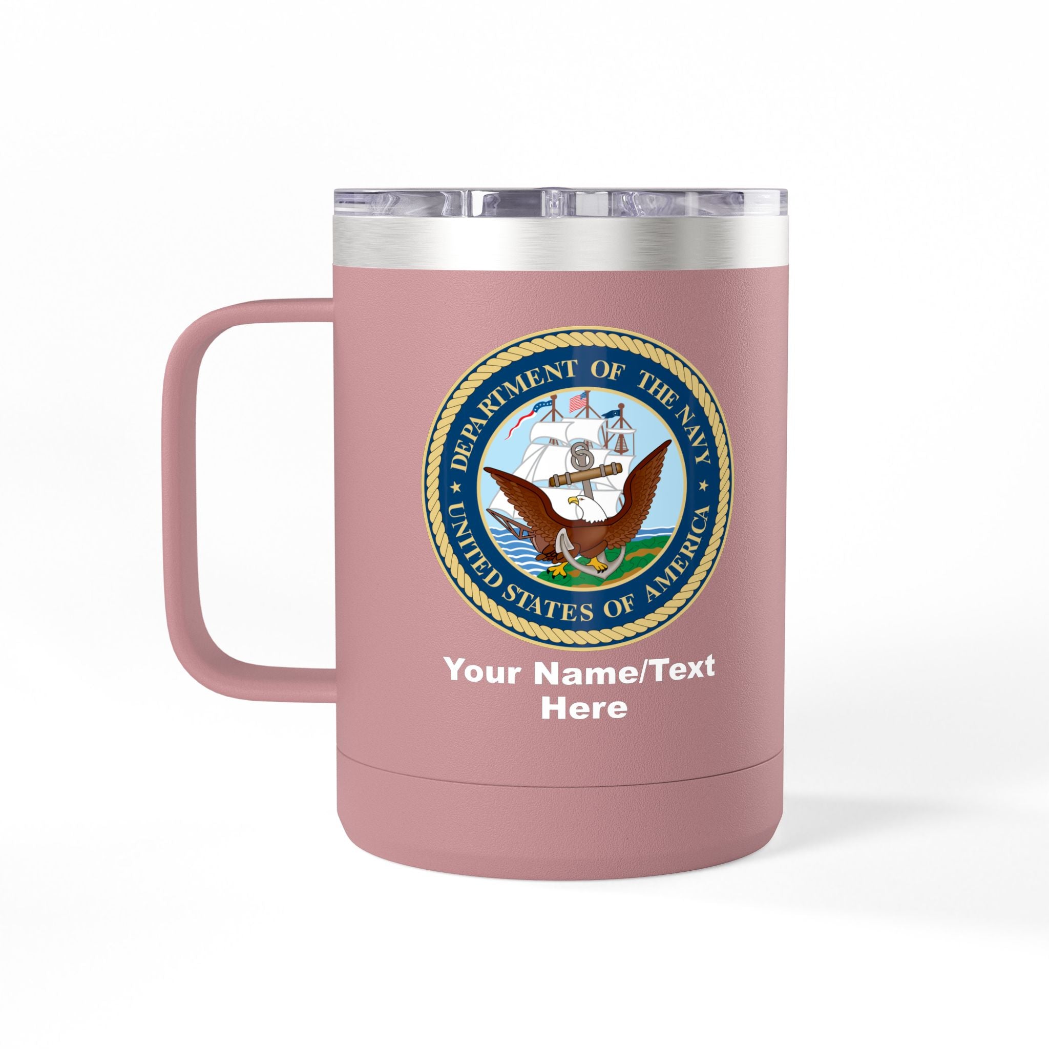 Custom U.S. Navy 15oz Travel Mug – Personalized Military Insulated Coffee Tumbler with Name, Rank or Ship
