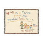 Marine Family Woven Blanket — “When a Marine Serves, the Whole Family Serves” Personalized Throw
