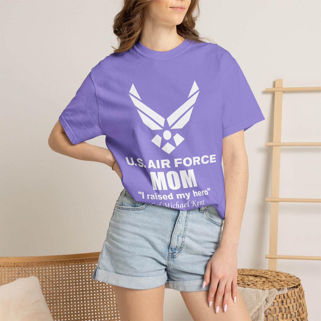 Personalized Air Force Mom Shirt – Custom USAF Family Tee with Rank, Aircraft & Message | Comfort Colors