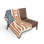 Custom U.S. Marine Corps American Flag Woven Blanket – Personalized USMC Blanket – Marine Veteran Gift