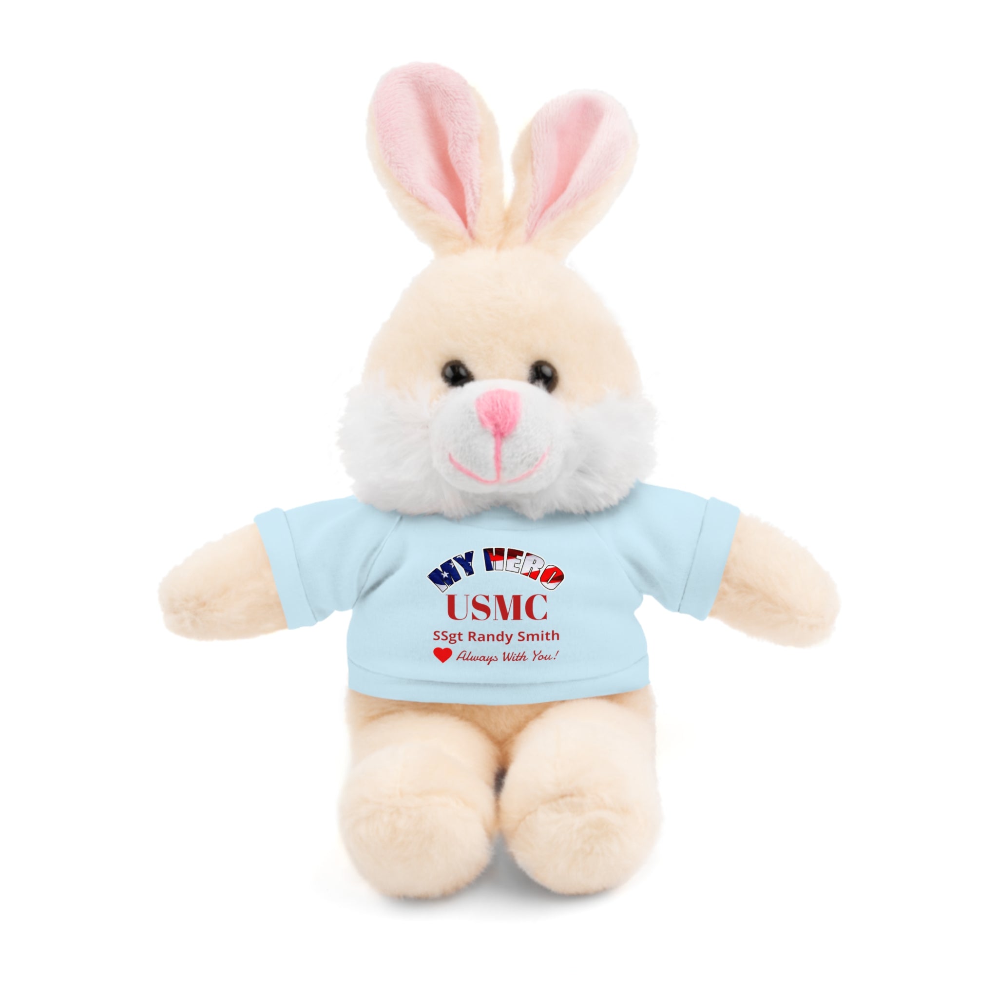 Custom USMC Stuffed Animal with Personalized T-Shirt – 6 Plush Animals, 5 Shirt Colors