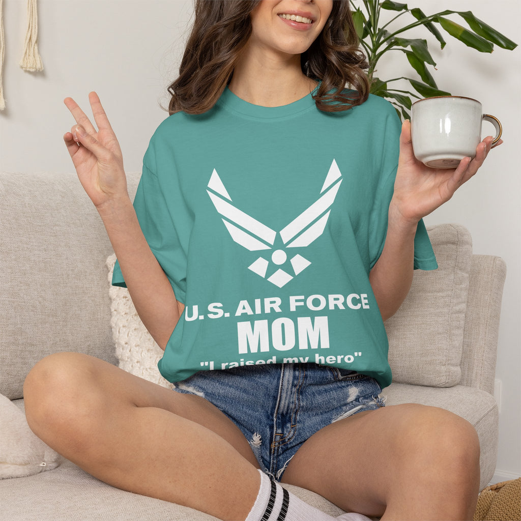 Personalized Air Force Mom Shirt – Custom USAF Family Tee with Rank, Aircraft & Message | Comfort Colors