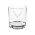 Custom Engraved U.S. Air Force Rocks Glass – Personalized 10.5oz Whiskey Glass with Rank & Name