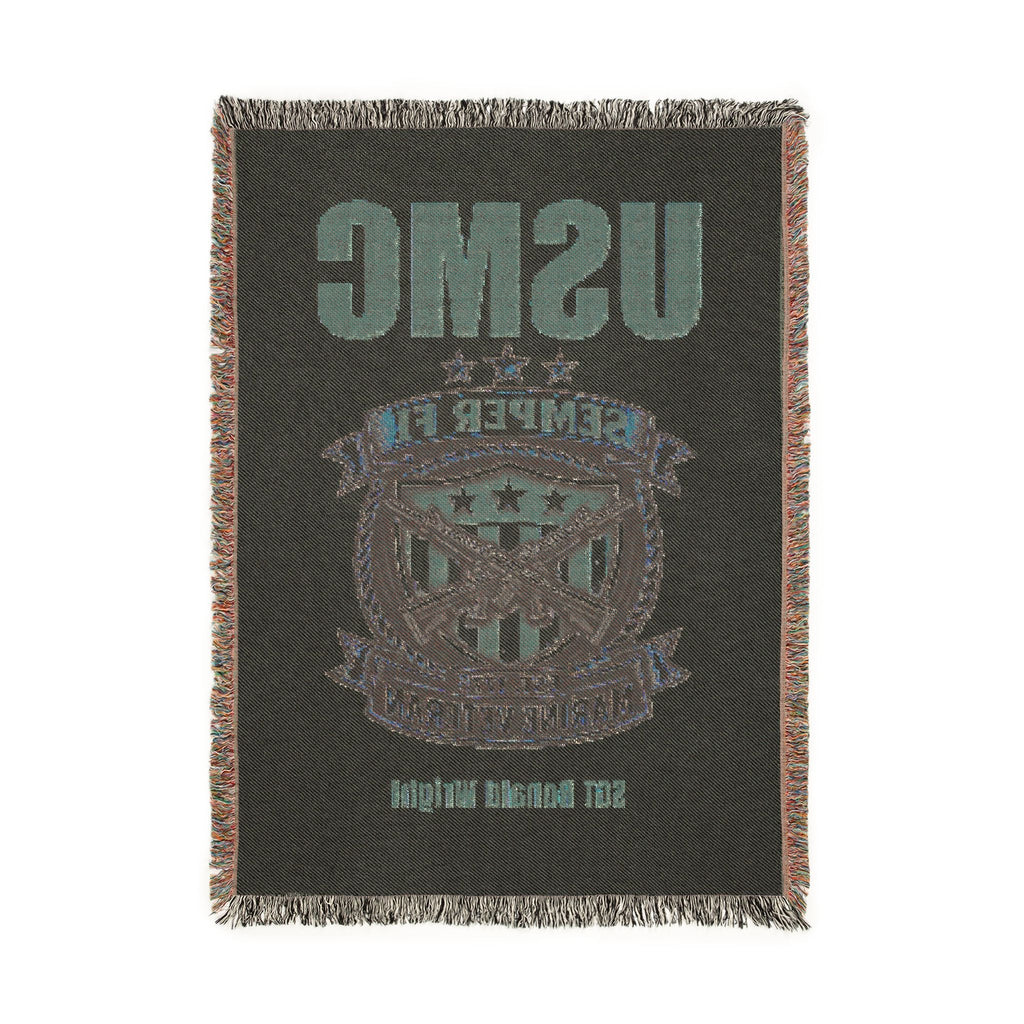 Custom U.S. Marine Corps Woven Blanket – Personalized USMC Gift – Upload Your Own Design