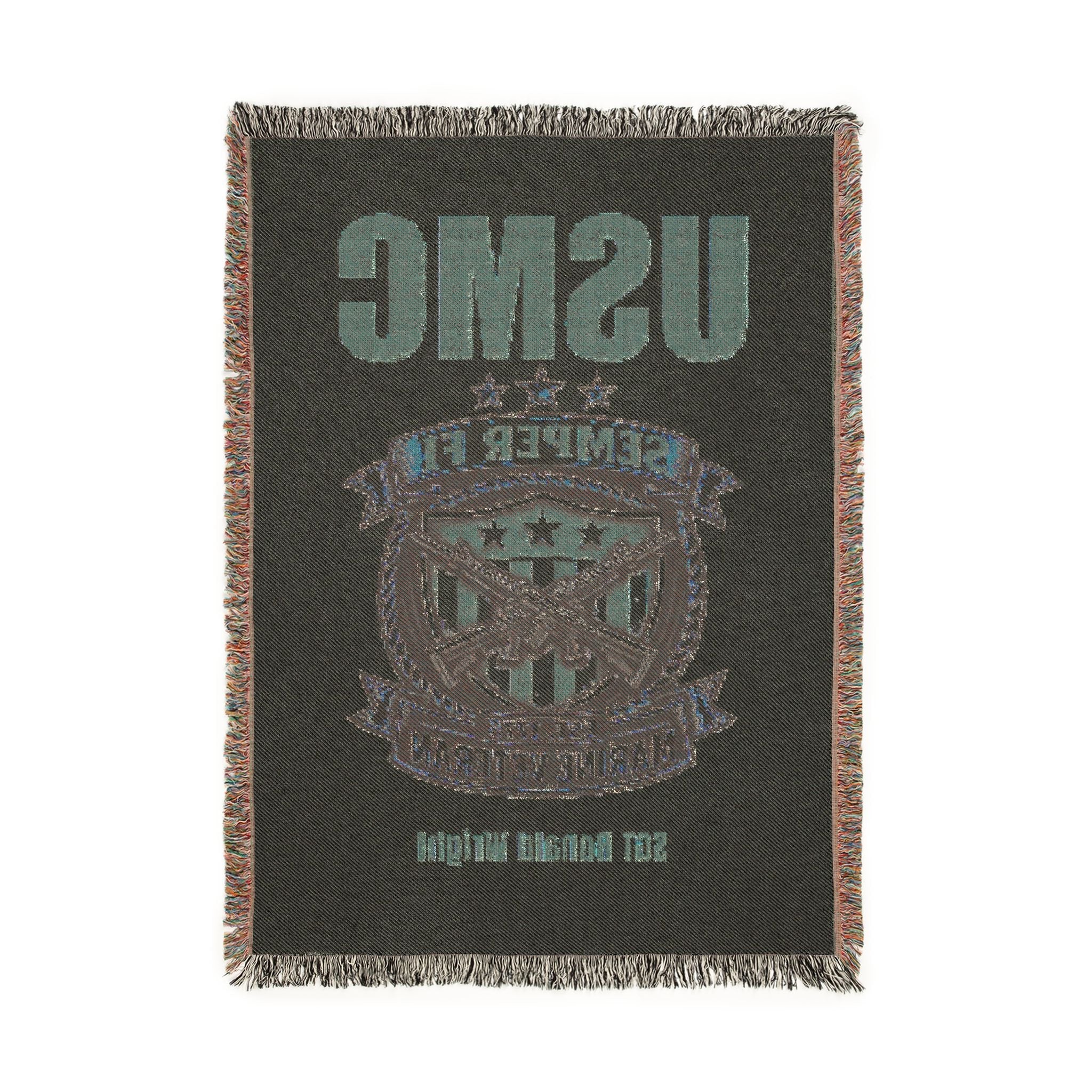 Custom U.S. Marine Corps Woven Blanket – Personalized USMC Gift – Upload Your Own Design