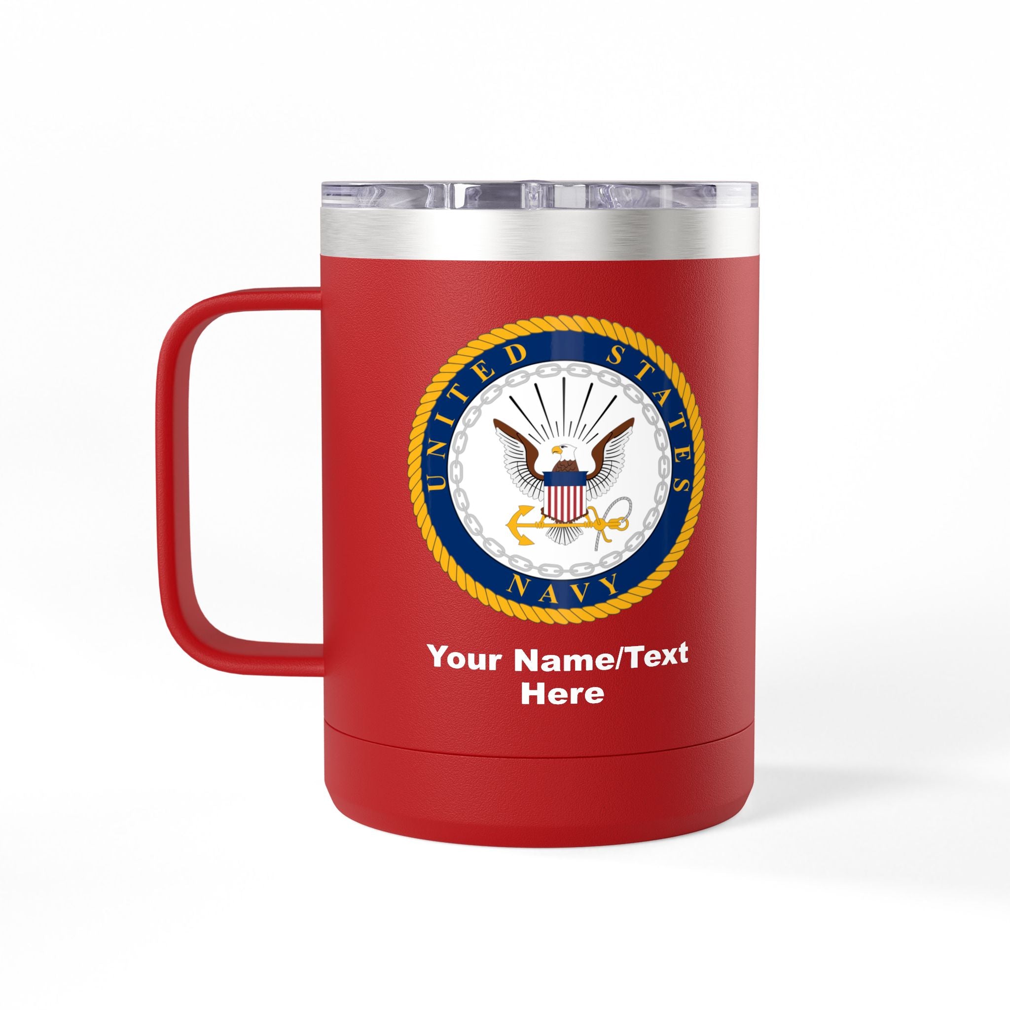 Custom U.S. Navy 15oz Travel Mug – Personalized Insulated Coffee Tumbler with Navy Seal, Name, Rank & Ship (6 Colors)