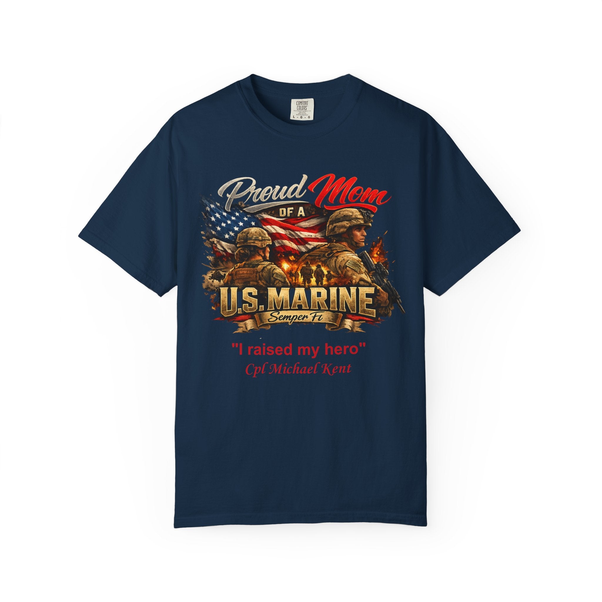 Custom Marine Mom Graphic Shirt – Personalized U.S. Marine Corps Tee | Proud Military Mom Gift | Comfort Colors 1717