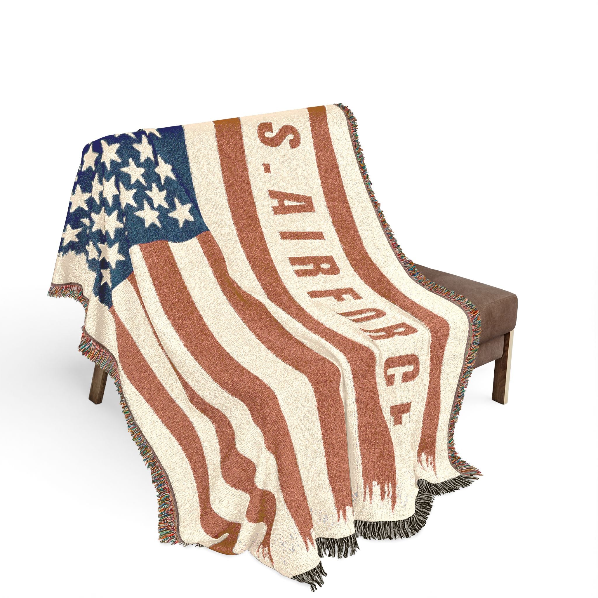 Custom U.S. Air Force American Flag Woven Blanket – Personalized USAF Military Gift with Name, Rank & Message