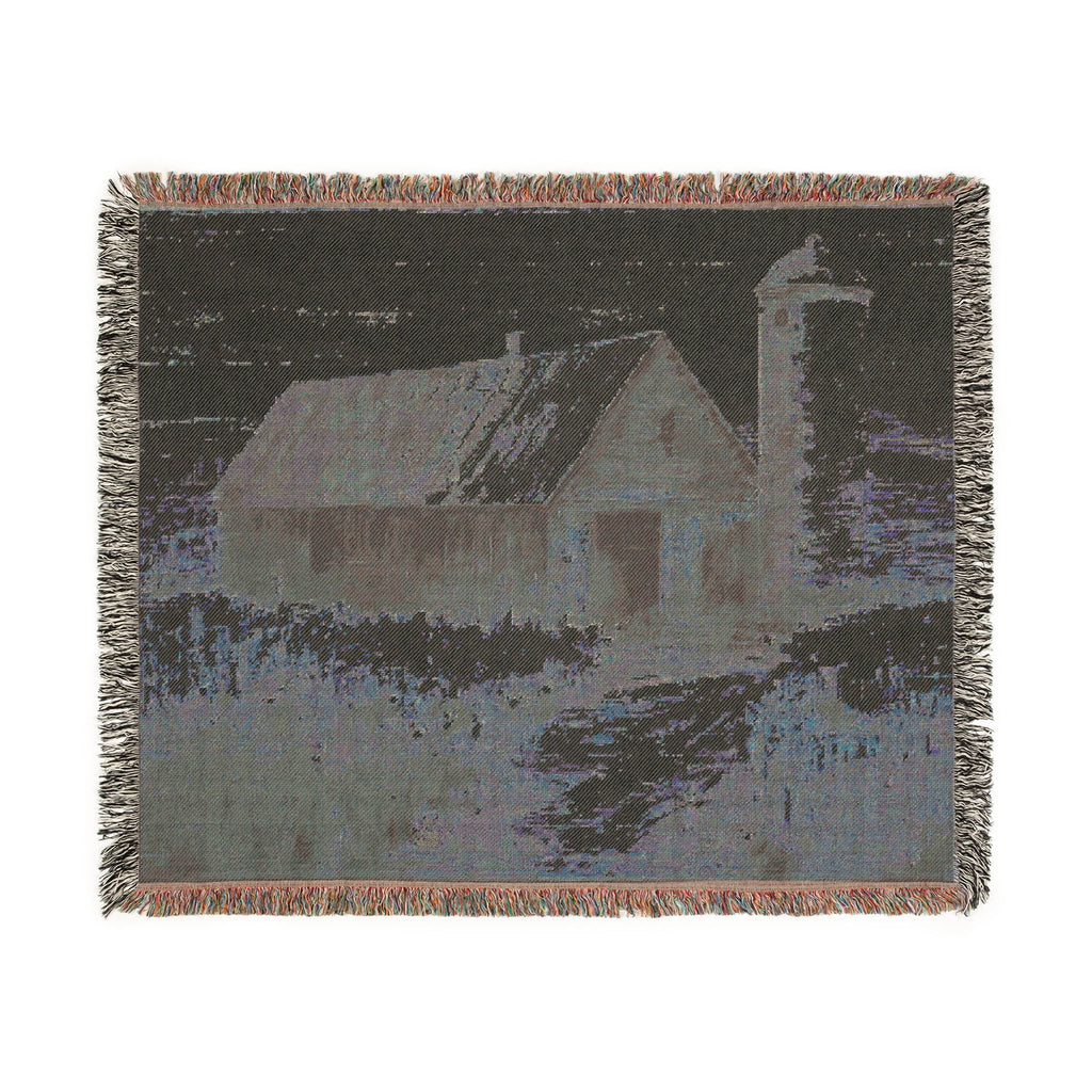 Rustic Barn Farmhouse Woven Blanket – Vintage Country Cotton Throw – Patriotic Farmhouse Decor