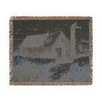 Rustic Barn Farmhouse Woven Blanket – Vintage Country Cotton Throw – Patriotic Farmhouse Decor