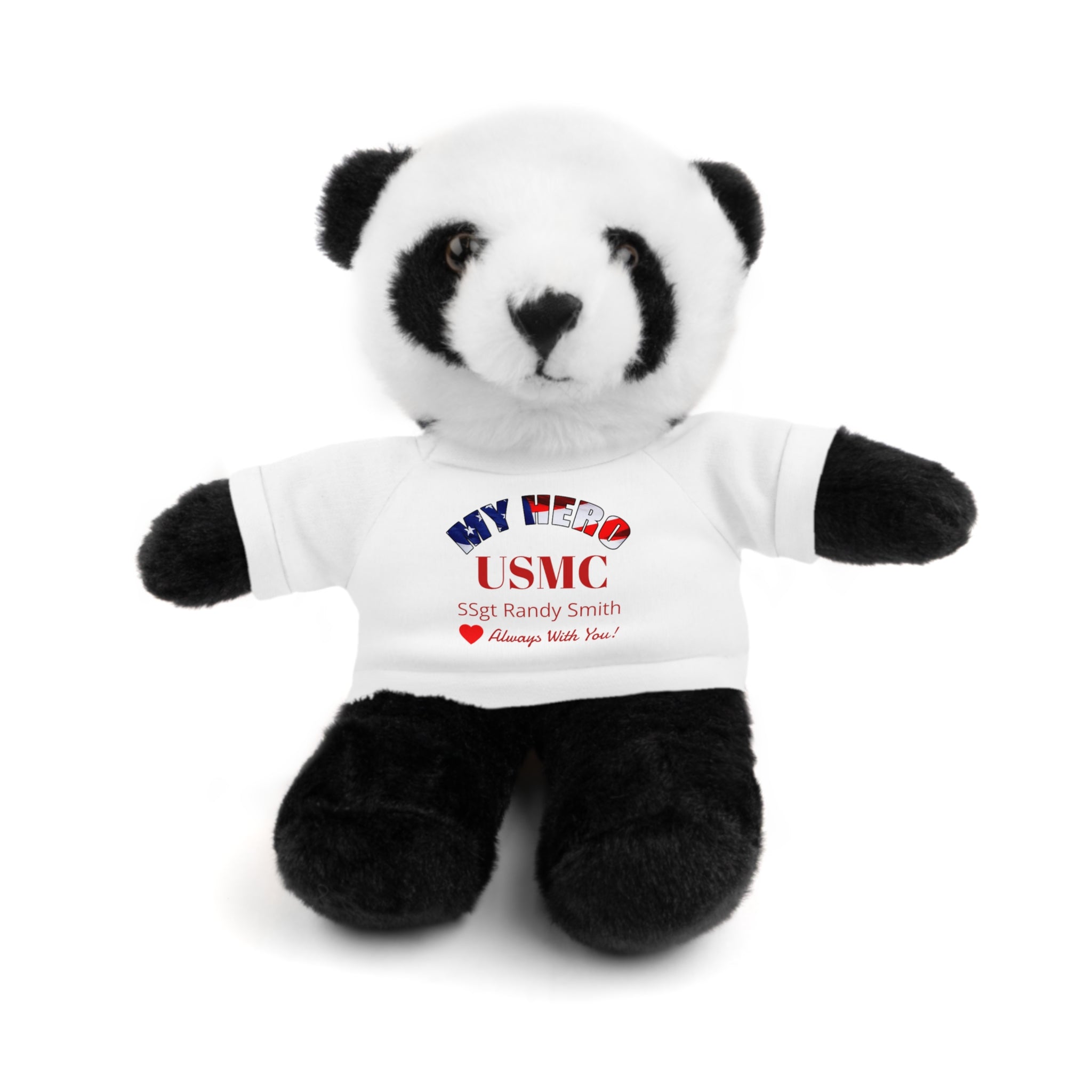 Custom USMC Stuffed Animal with Personalized T-Shirt – 6 Plush Animals, 5 Shirt Colors