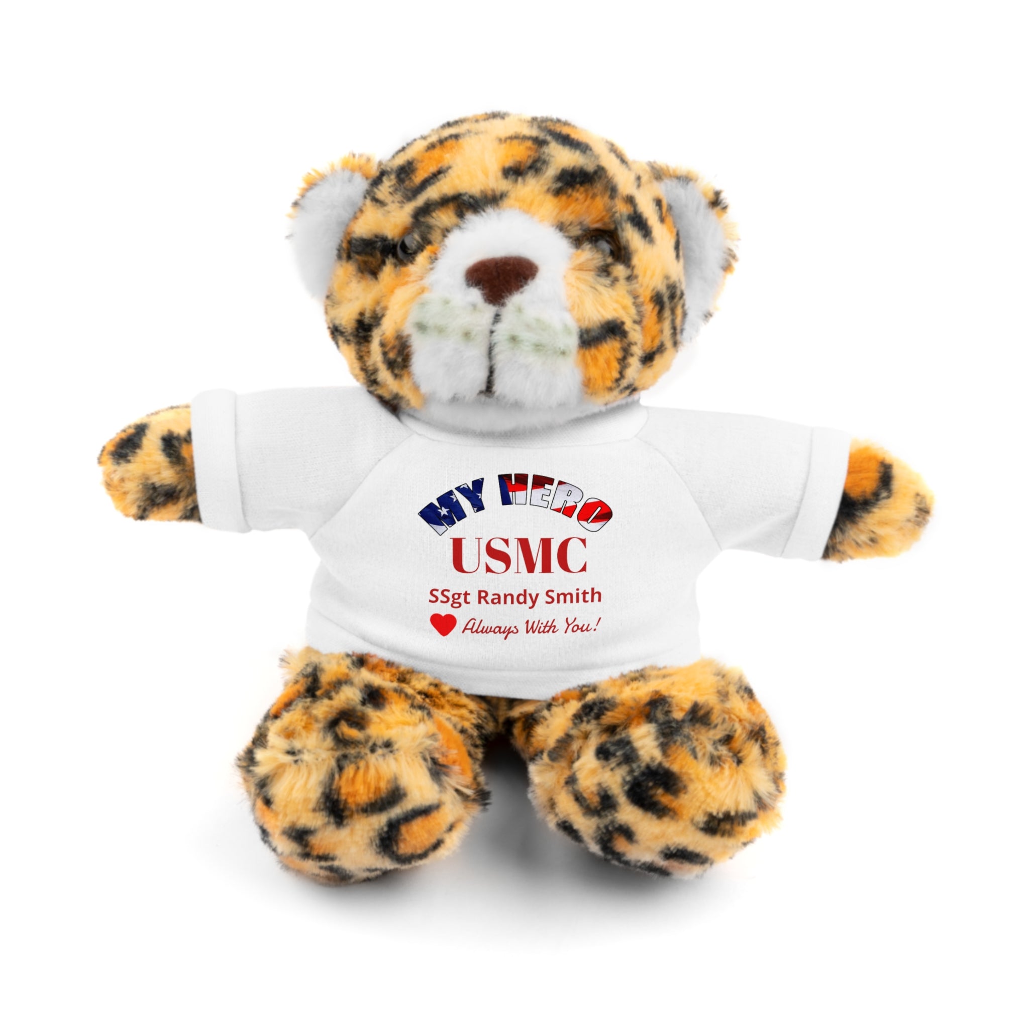 Custom USMC Stuffed Animal with Personalized T-Shirt – 6 Plush Animals, 5 Shirt Colors