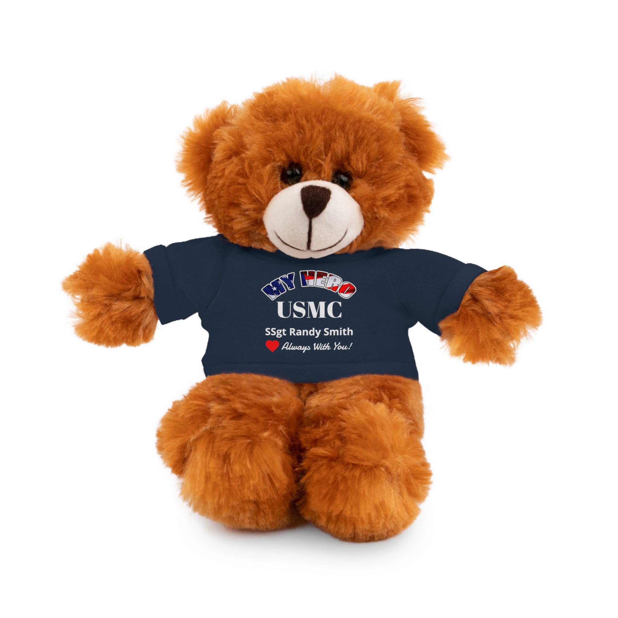 Custom USMC Stuffed Animal with Personalized T-Shirt – 6 Plush Animals, 5 Shirt Colors