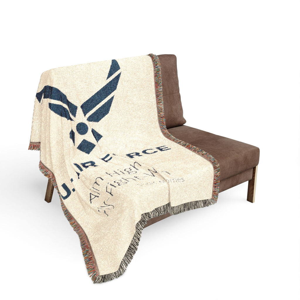 Custom U.S. Air Force Aim High Woven Blanket – Personalized USAF Military Gift with Name & Rank