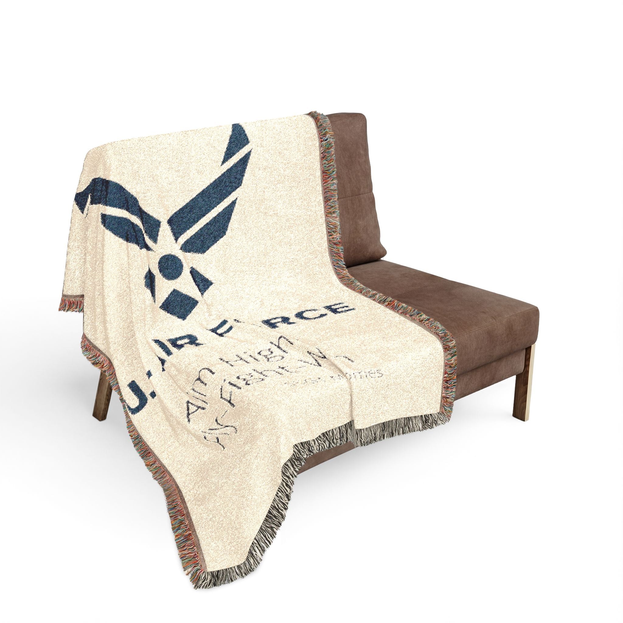 Custom U.S. Air Force Aim High Woven Blanket – Personalized USAF Military Gift with Name & Rank