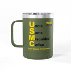 Custom USMC 15W40 Coffee Mug – Personalized “Uncle Sam’s Misguided Coffee” Marine Corps 15oz Travel Tumbler