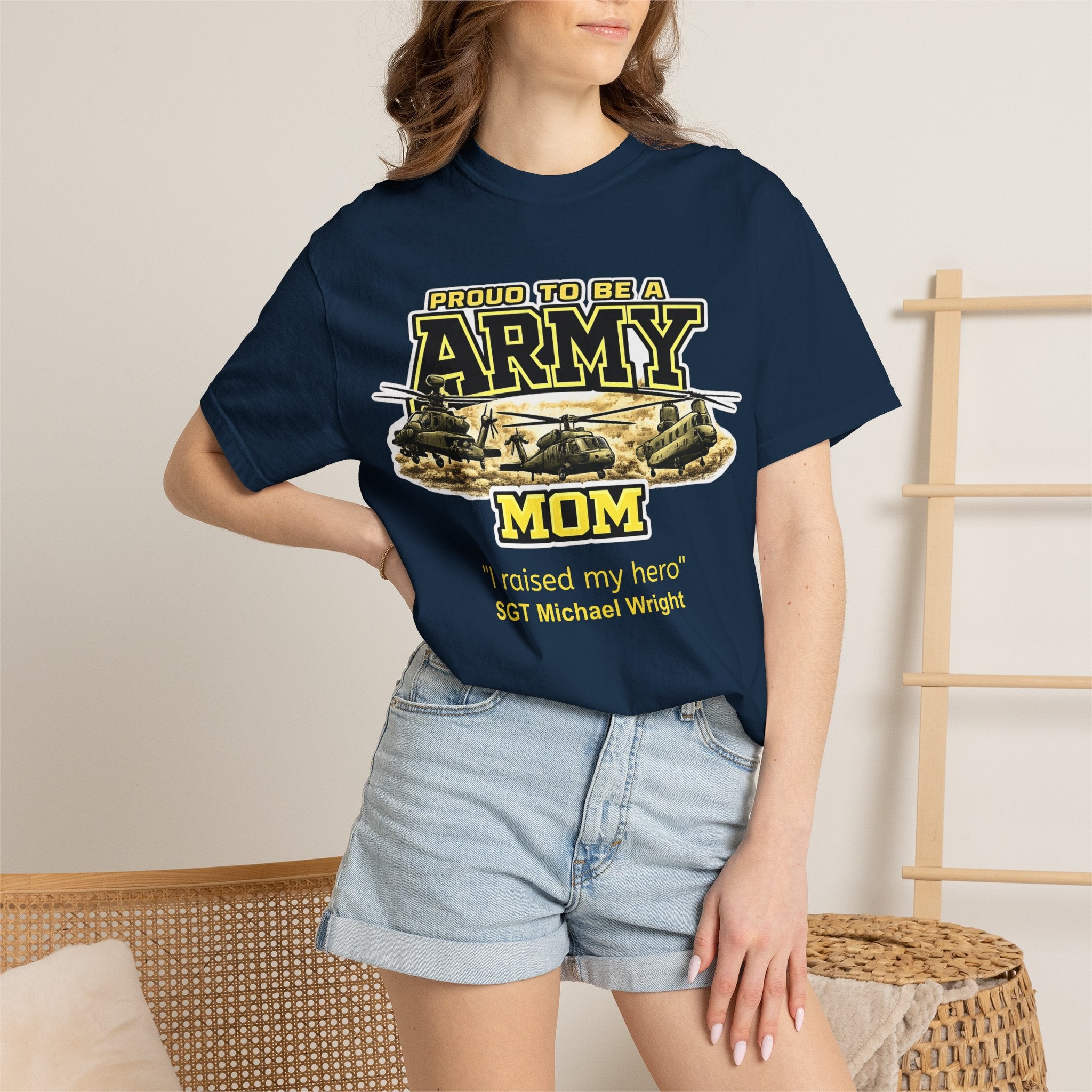 Army Mom Shirt with Helicopters – Personalized Proud Army Mom Comfort Colors Tee