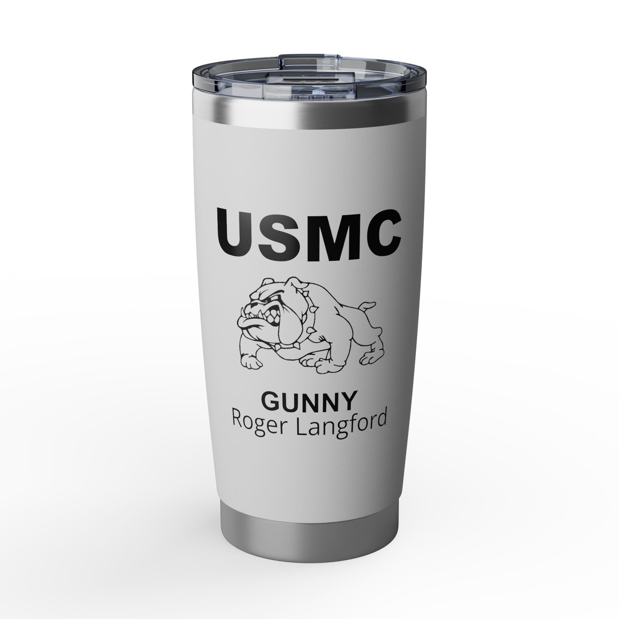 Custom USMC Bulldog 20oz Tumbler – Personalized Marine Corps Cup with Rank, Name or Message