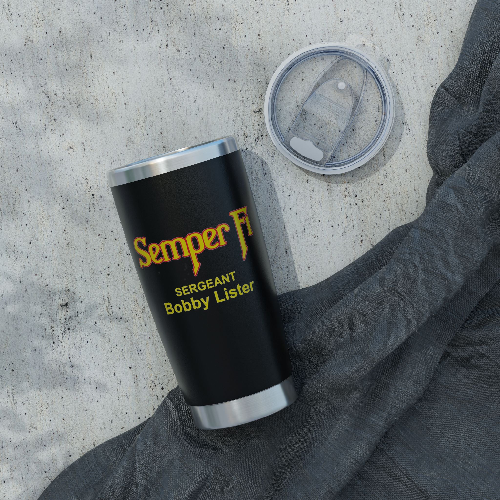 Custom Semper Fi USMC 20oz Tumbler – Personalized Marine Corps Cup with Rank, Name or Message