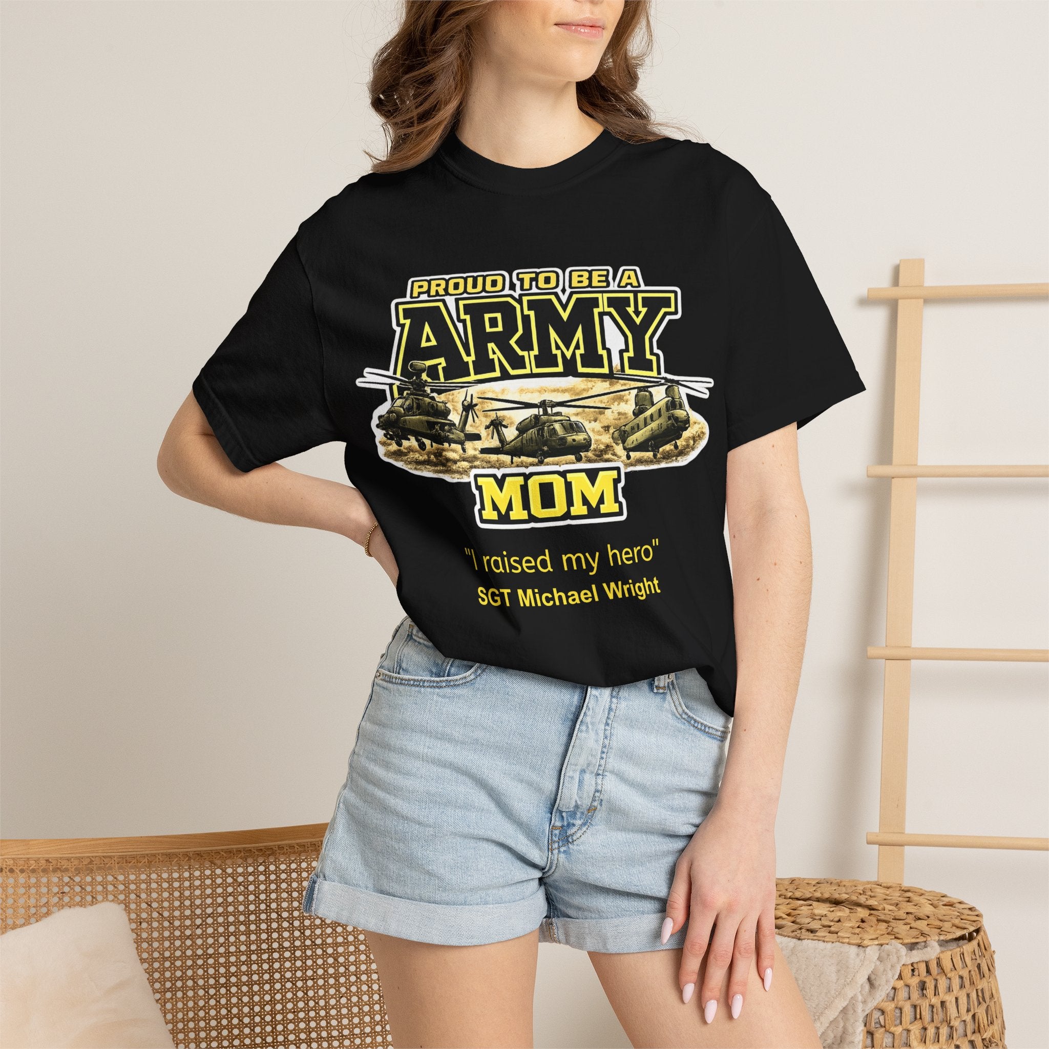 Army Mom Shirt with Helicopters – Personalized Proud Army Mom Comfort Colors Tee
