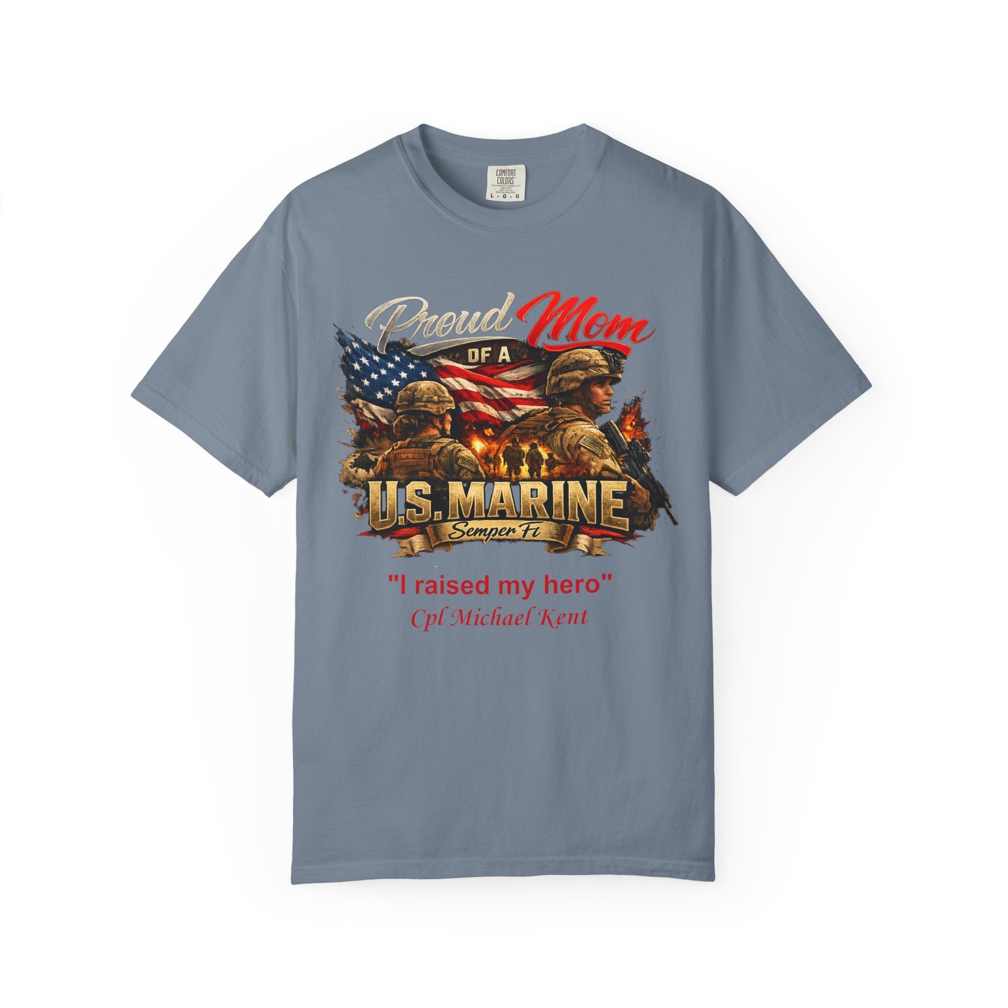 Custom Marine Mom Graphic Shirt – Personalized U.S. Marine Corps Tee | Proud Military Mom Gift | Comfort Colors 1717