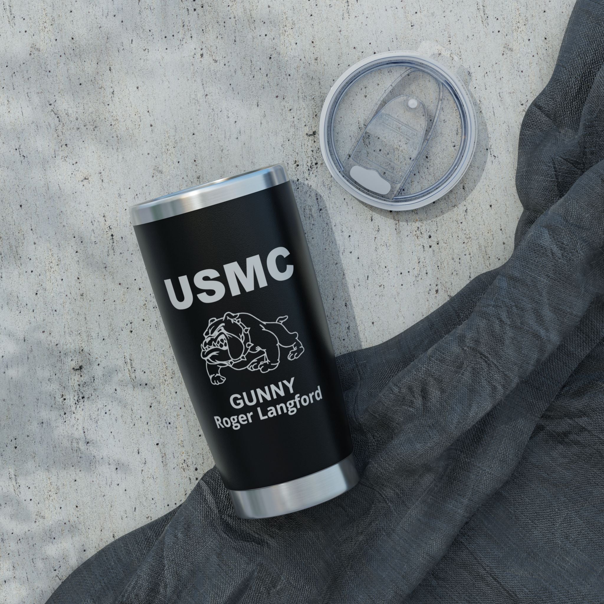 Custom USMC Bulldog 20oz Tumbler – Personalized Marine Corps Cup with Rank, Name or Message