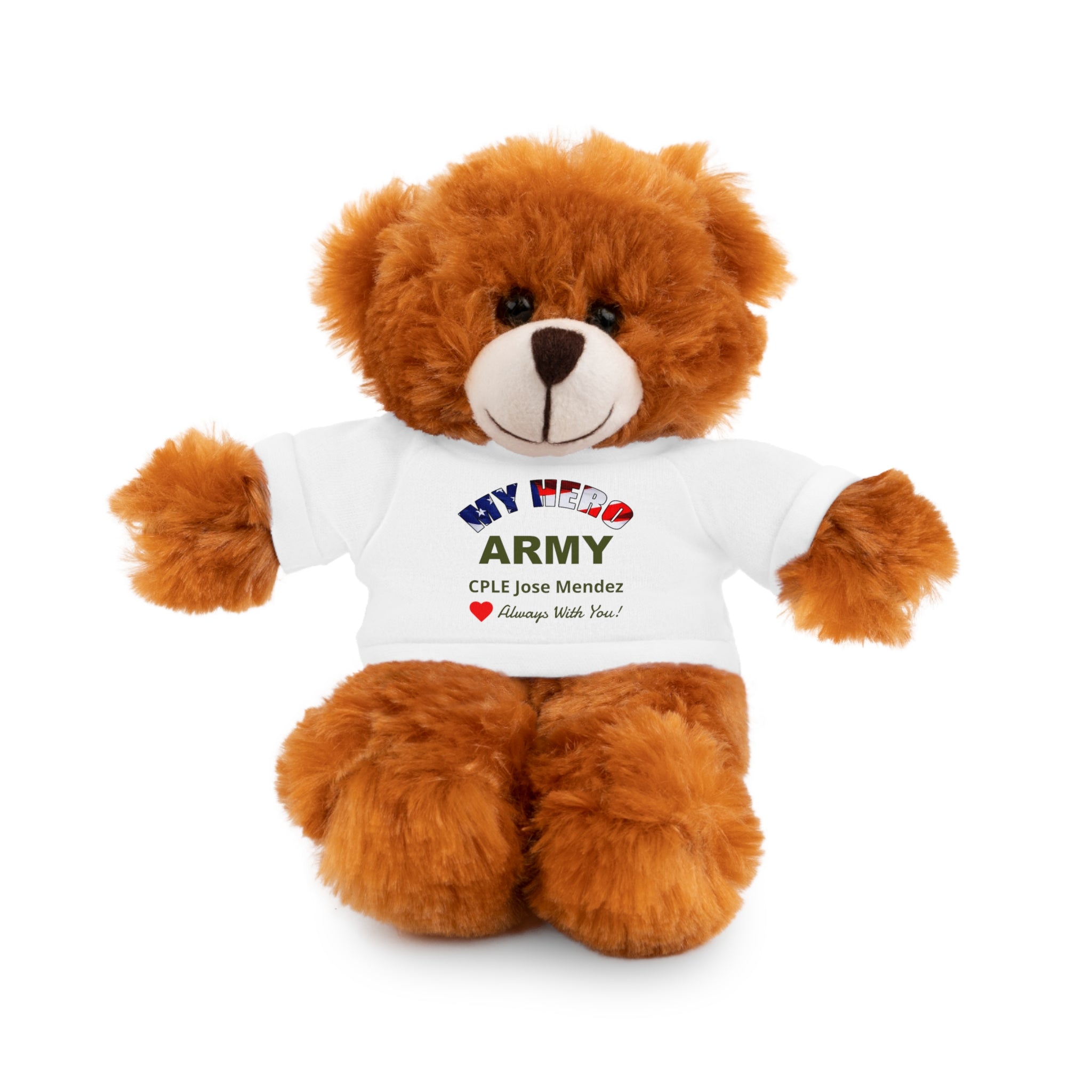 Custom U.S. Army Stuffed Animal with Personalized T-Shirt – 6 Plush Options, 5 Shirt Colors