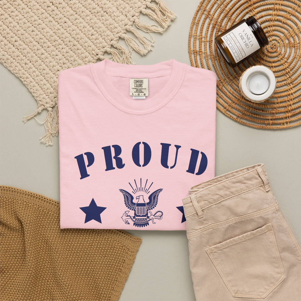 Custom Proud Navy Family Comfort Colors T-Shirt – Personalized U.S. Navy Family Shirt with Name, Ship & Rank