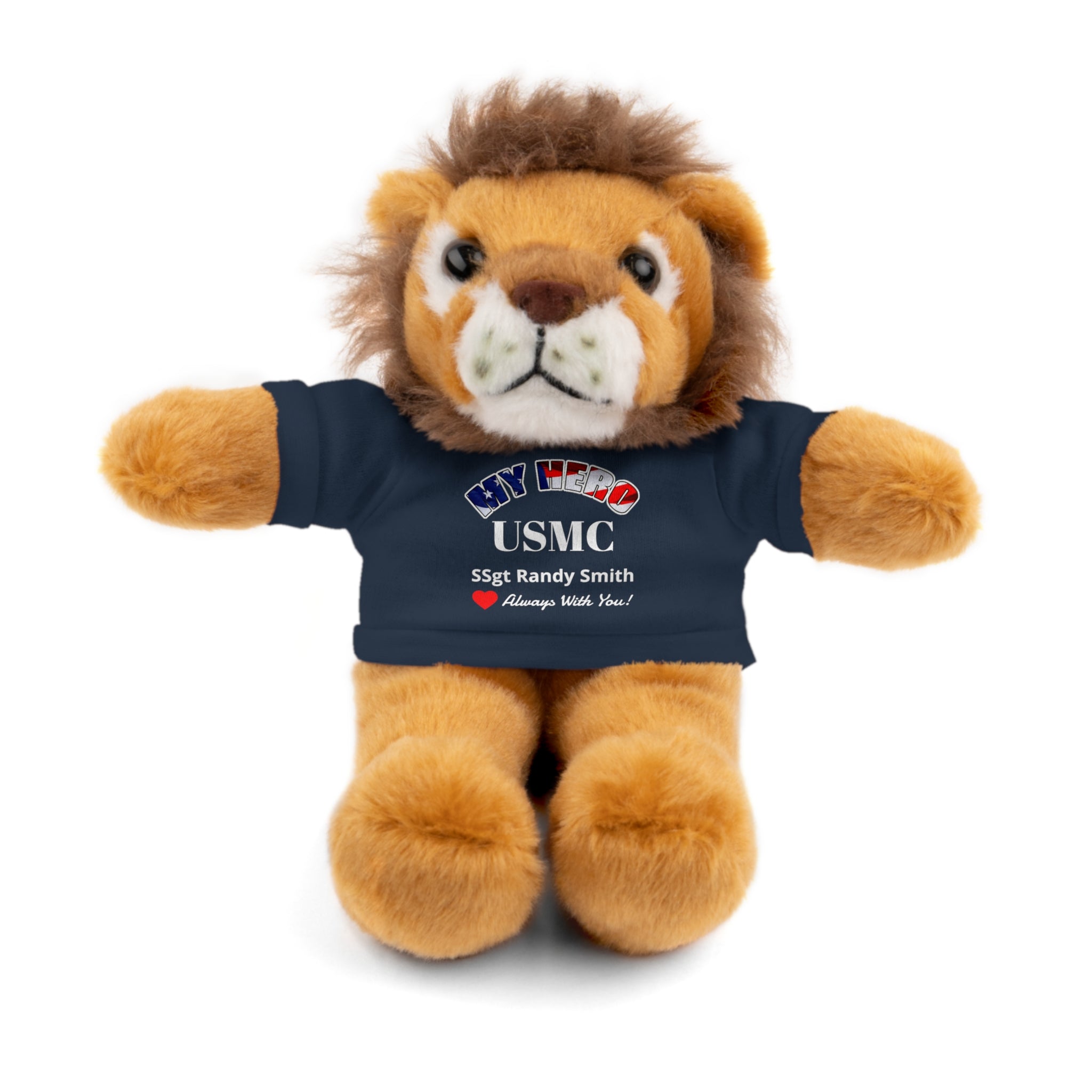 Custom USMC Stuffed Animal with Personalized T-Shirt – 6 Plush Animals, 5 Shirt Colors