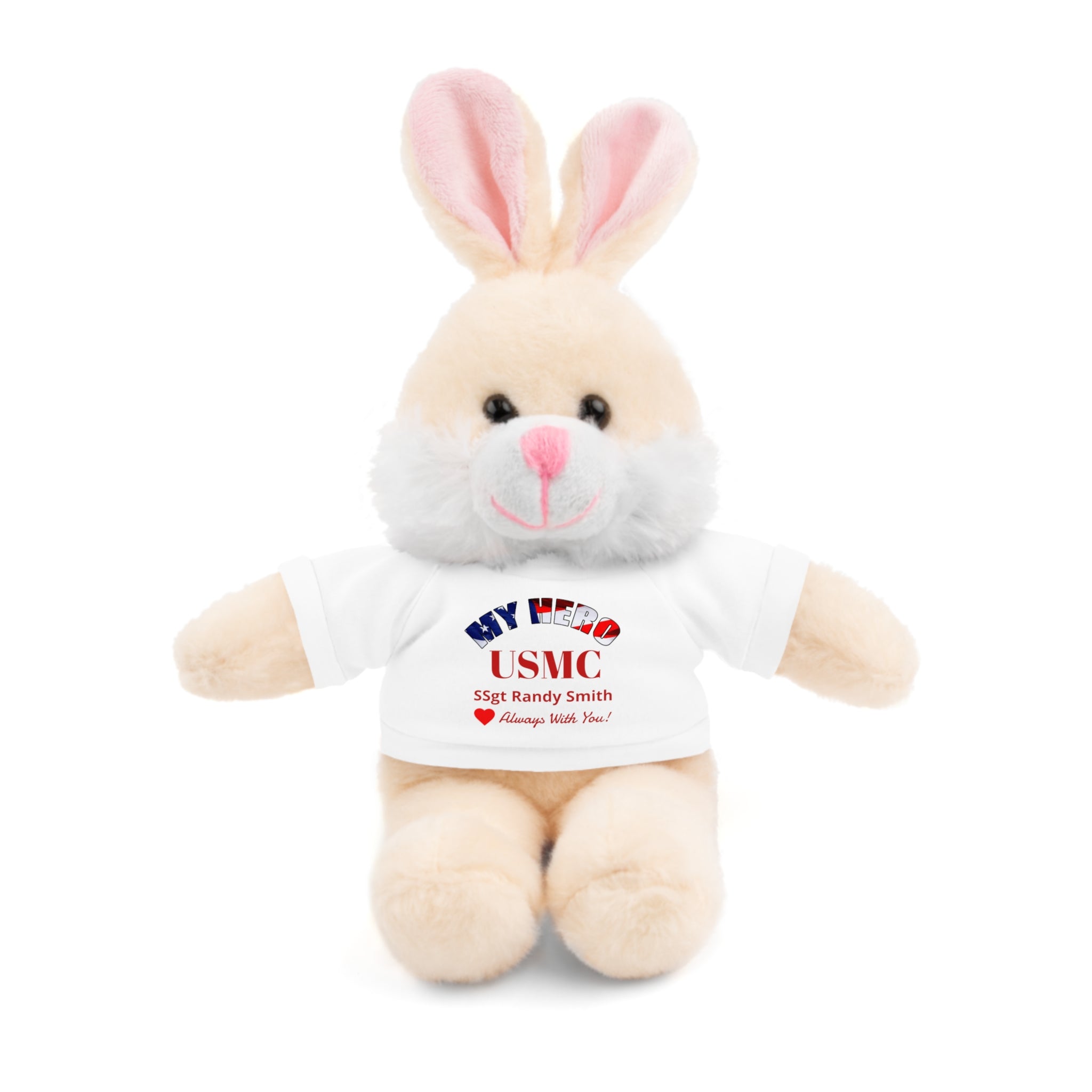 Custom USMC Stuffed Animal with Personalized T-Shirt – 6 Plush Animals, 5 Shirt Colors