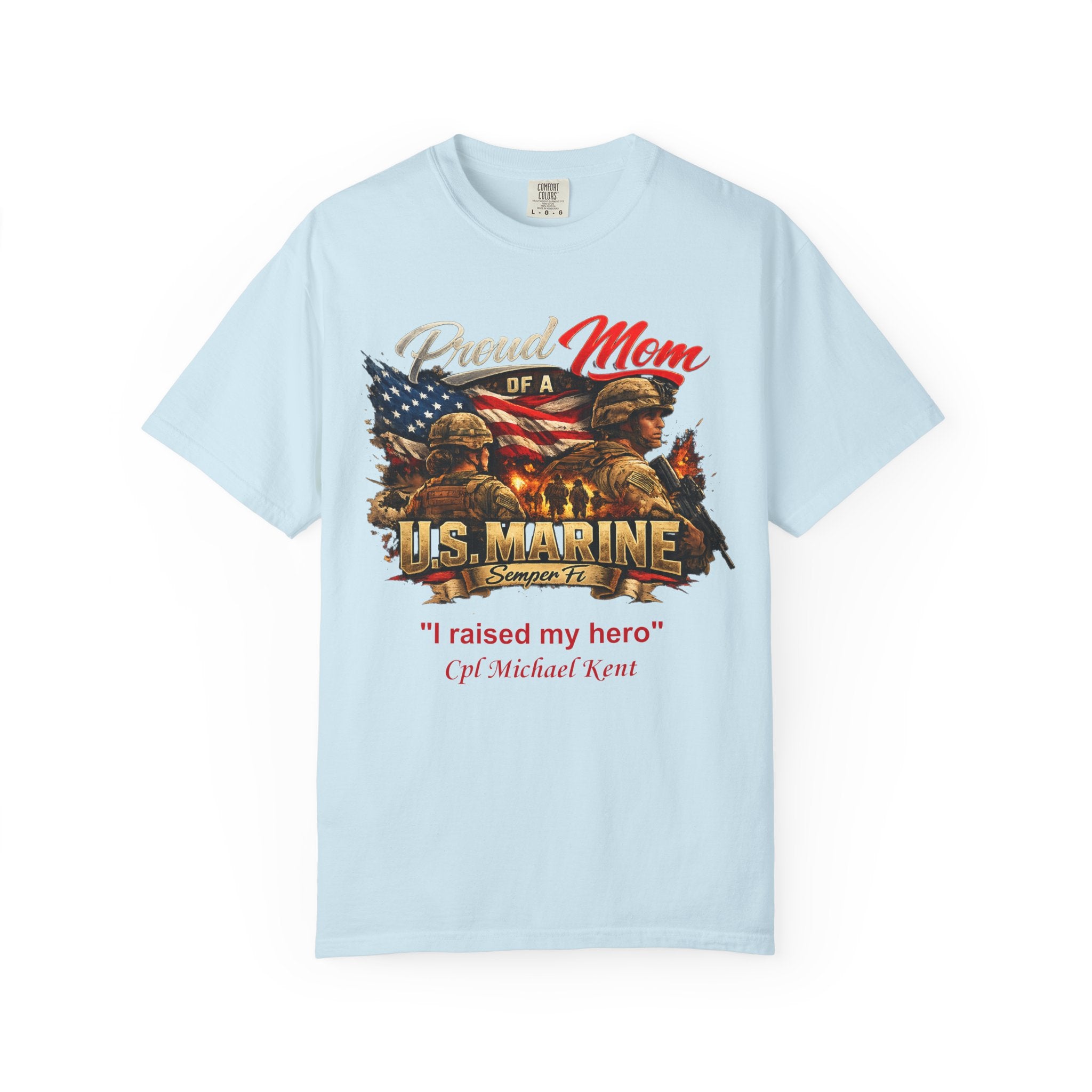 Custom Marine Mom Graphic Shirt – Personalized U.S. Marine Corps Tee | Proud Military Mom Gift | Comfort Colors 1717