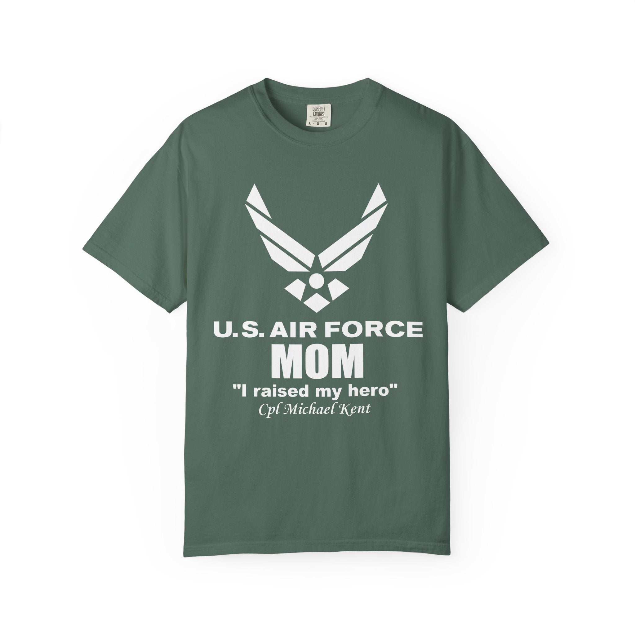 Personalized Air Force Mom Shirt – Custom USAF Family Tee with Rank, Aircraft & Message | Comfort Colors