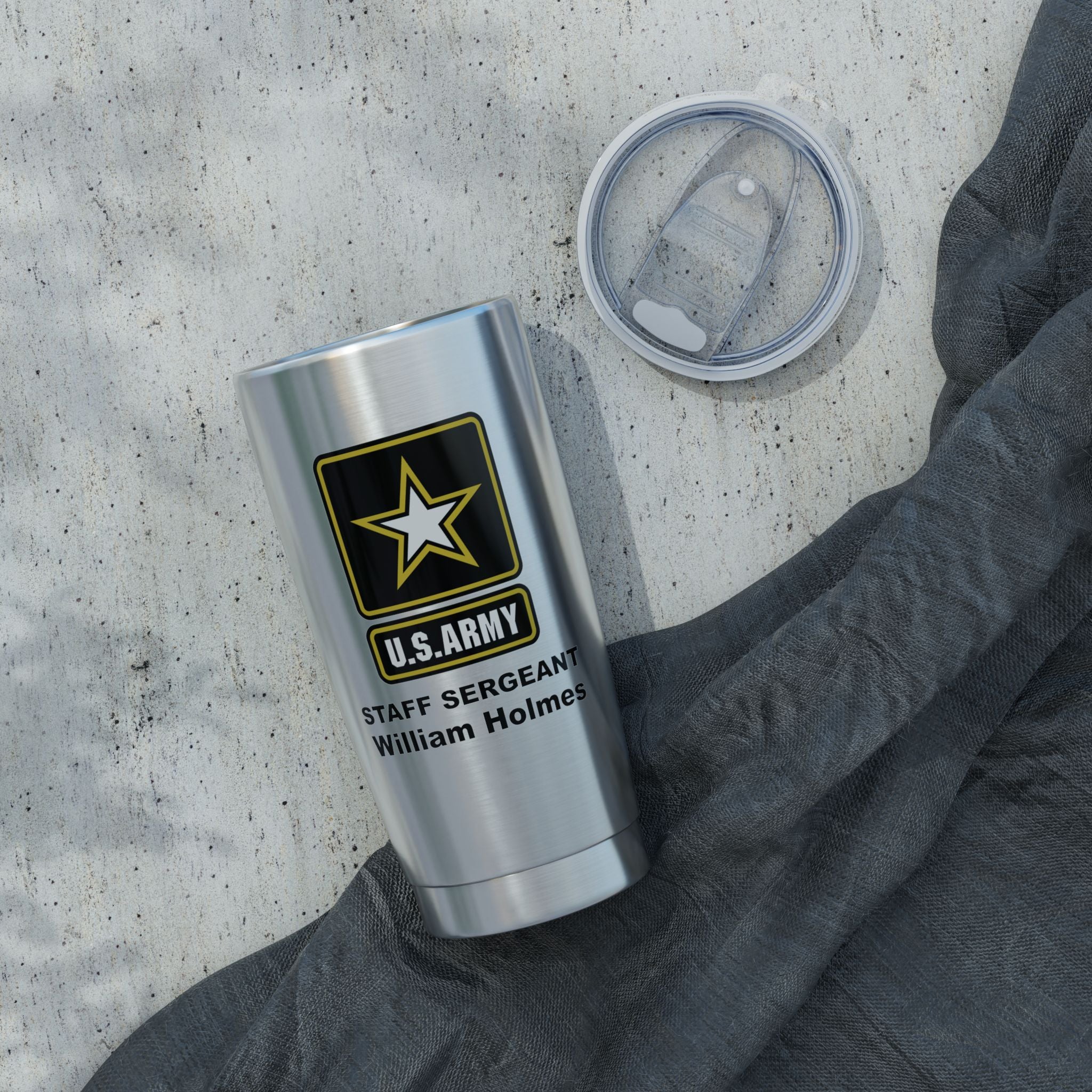 Custom U.S. Army 20oz Tumbler – Personalized Military Travel Mug with Rank, Name or Message