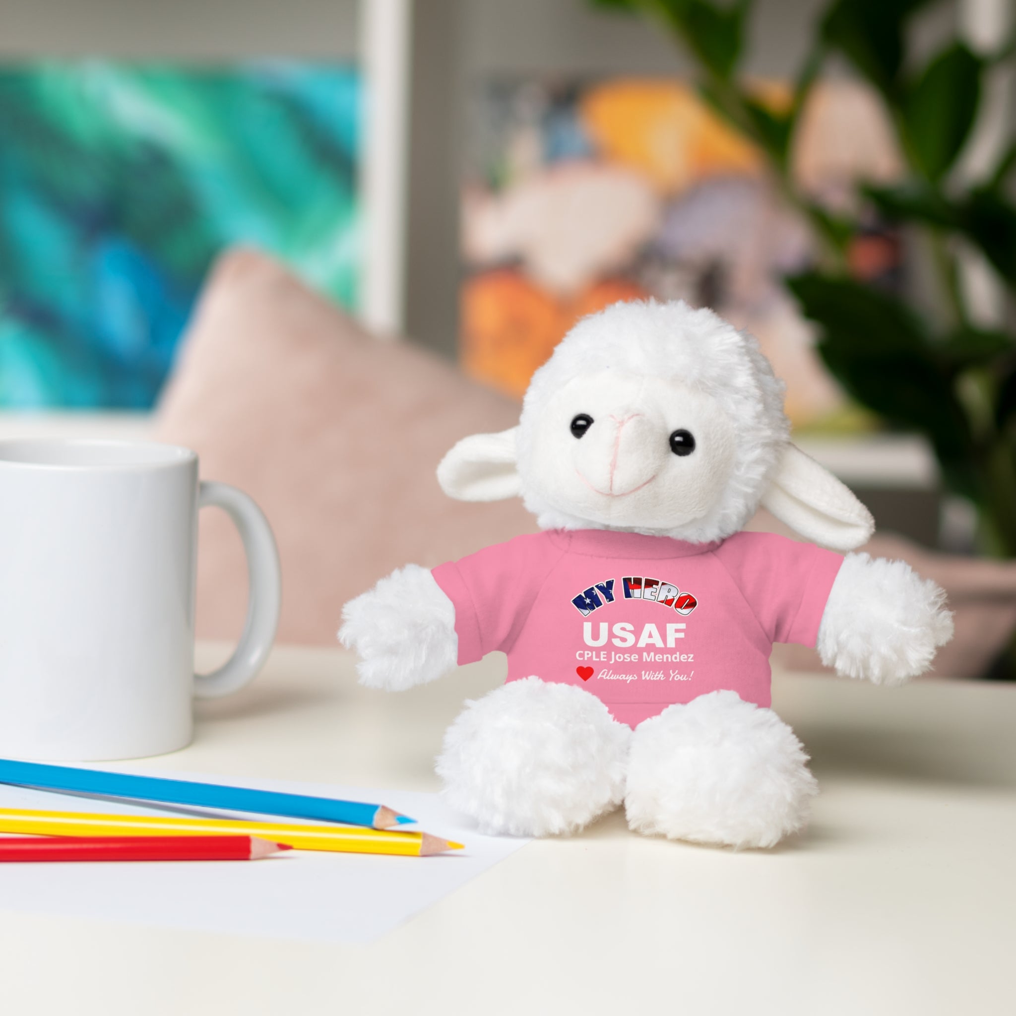 Custom U.S. Air Force Stuffed Animal with Personalized T-Shirt – 6 Plush Options, 5 Shirt Colors